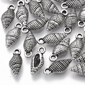 CCB Plastic Pendants, Spiral Shell, Antique Silver, 15.5x7x3.5mm, Hole: 1.6mm, about 2900pcs/500g