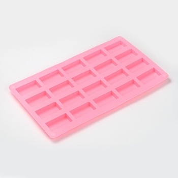 Rectangle Shape Food Grade Silicone Molds, Fondant Molds, For DIY Cake Decoration, Chocolate, Candy, Soap Making, Random Single Color or Random Mixed Color, 294x172x11mm, Inner Size: 49x27mm