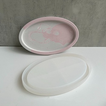 Oval DIY Silicone Jewelry Plate Molds, Resin Casting Molds, for UV Resin & Epoxy Resin Craft Making, None, 202x128x17mm