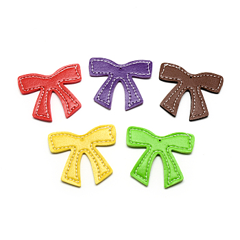 Imitation Leather Pendants, Bowknot, Mixed Color, 47x55x3mm, Hole: 2mm