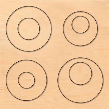 Wood Cutting Dies, with Steel, Leather Mold, for DIY Scrapbooking/Photo Album, Decorative Embossing DIY Paper Card, Round, 124x124.5x23.5mm, Round: 23.5mm and 49.5mm, 17.5mm and 44mm, 24.5mm and 49mm, 18.5mm and 37.5mm