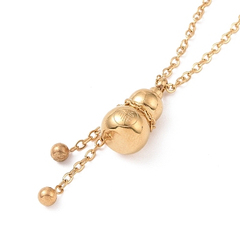 Ion Plating(IP) 304 Stainless Steel Gourd Pendant Necklace for Women, Golden, 16.14 inch(41cm)