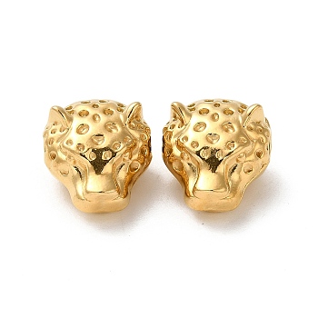 304 Stainless Steel Beads, Leopard, Real 18K Gold Plated, 12.5x10.5x8mm, Hole: 2mm
