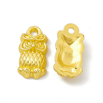 Rack Plating Alloy Charms, Cadmium Free & Lead Free & Nickle Free, Owl Charms, Matte Gold Color, 14.5x7x3mm, Hole: 1.5mm
