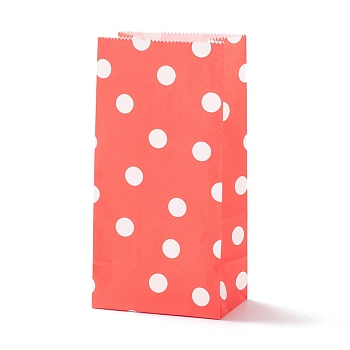 Rectangle Kraft Paper Bags, None Handles, Gift Bags, Polka Dot Pattern, Red, 9.1x5.8x17.9cm