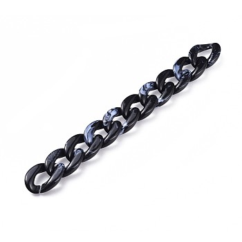 Acrylic Curb Chains, Unwelded, Black, 39.37 inch(100cm), Link: 29x21x6mm, 1m/strand
