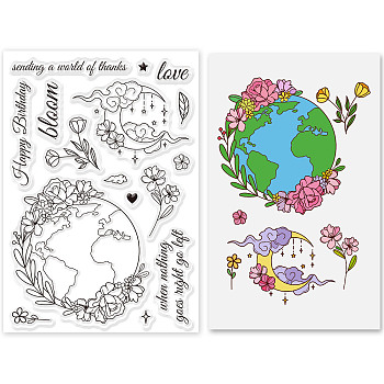 PVC Plastic Stamps, for DIY Scrapbooking, Photo Album Decorative, Cards Making, Stamp Sheets, Flower Pattern, 16x11x0.3cm