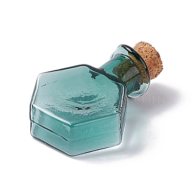 Hexagon Dollhouse Miniature Glass Cork Bottles Ornament(AJEW-F058-01D)-3