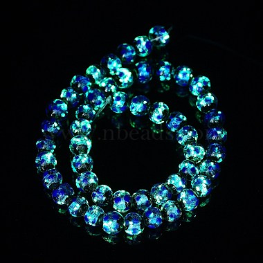Glow in the Dark Luminous Style Handmade Silver Foil Glass Round Beads(FOIL-I006-8mm-02)-5