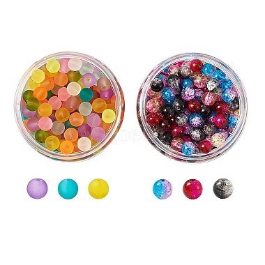 perles de verre dépolies transparentes et perles de verre craquelées bicolores(FGLA-CD0001-01)-4