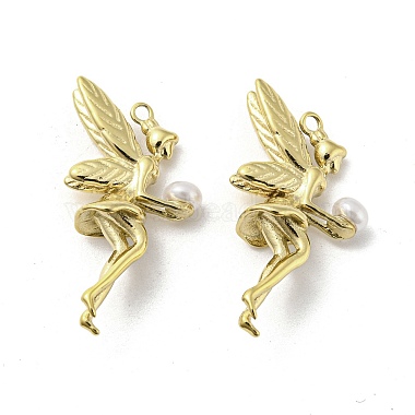 Real 14K Gold Plated White Angel & Fairy 304 Stainless Steel Pendants