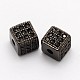Cube Brass Micro Pave Cubic Zirconia Beads(ZIRC-P013-03B-FF)-1