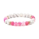Natural Weathered Agate & Howlite Round Beaded Stretch Bracelet(BJEW-SZ0002-51A)-1