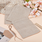 4Pcs Rectangle Polyester Imitation Burlap Packing Pouches Drawstring Bags, for Christmas, Wedding Party and DIY Craft Packing, with 4Pcs Kraft Paper Cards, Dark Khaki, 23x17cm(ABAG-LP0001-75)