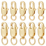 20Pcs 2 Styles Rack Plating Brass Lobster Claw Clasps with Jump Rings, Cadmium Free & Nickel Free & Lead Free, Real 18K Gold Plated, 8~10x4~5mm, 10pcs/style(KK-BBC0009-95)