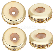 8Pcs Brass Micro Pave Grade AAA Cubic Zirconia Slider Beads, Stopper Beads, with Plastic, Flat Round, Cadmium Free & Nickel Free & Lead Free, Real 18K Gold Plated, 8x3mm, Hole: 3mm(KK-BBC0008-86)