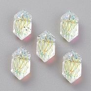 Embossed Glass Rhinestone Pendants, Bicone, Faceted, Crystal Shimmer, 13x6.5x4mm, Hole: 1.5mm(GLAA-J101-02A-00SI)