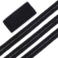 Braided Cotton Lace Ribbons, Folding Lace Trim, for Clothes Sewing, Black, 3/4 inch(20mm)(SRIB-WH0011-152B)