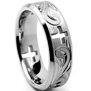 Alloy Hollow Out Cross Finger Ring for Women, Platinum, US Size 10(19.8mm)(RELI-PW0003-03F)