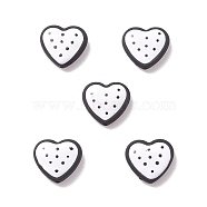 Opaque Resin Beads, Polka Dot Heart, White, 15x17x6mm, Hole: 1.5mm(RESI-K020-02B)