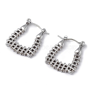 304 Stainless Steel Rectangle Hoop Earrings for Women, Stainless Steel Color, 22.5x18x1.5mm, Pin: 0.7mm(EJEW-I284-03P)