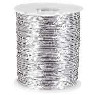 100M Round Polyester Rattail Satin Cord, for Chinese Knot Making, Silver, 1.5mm, about 109.36 Yards(100m)/Roll(OCOR-WH0071-95B-02)