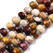 Natural Mookaite Beads Strands, with Seed Beads, Faceted, Rondelle, 8x6mm, Hole: 1mm, about 20~22pcs/strand, 7.09 inch(18cm)(G-N327-08R)