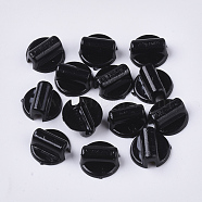 Acrylic Base for Hair Tie Making, Cabochon Base for Ponytail Holder, Elastic Hair Band Blanks, DIY Hair Accessories, Black, 14x13.5x6.5mm(X-SACR-S303-005)
