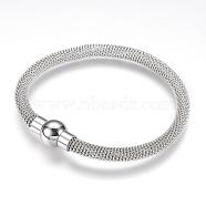 304 Stainless Steel Bracelets, with Magnetic Clasps, Stainless Steel Color, 7-1/2 inch(190mm)(BJEW-F274-02P)