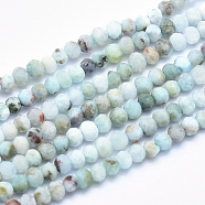 Natural Larimar Beads Strands, Grade AB, Faceted, Rondelle, 3x2.5mm, Hole: 0.5mm, about 153pcs/strand, 15.5 inches(G-K256-57A)