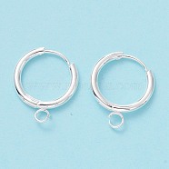 201 Stainless Steel Huggie Hoop Earring Findings, with Horizontal Loop and 316 Surgical Stainless Steel Pin, Silver, 20x16x2mm, Hole: 2.5mm, Pin: 1mm(STAS-P283-01R-S)
