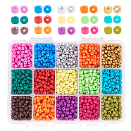 Baking Paint K9 Glass Seed Beads, Round, Mixed Color, 6/0, 4~5x3~4mm, Hole: 1~2mm, about 220pcs/color(SEED-PH0012-27-4mm)