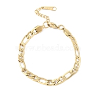 Ion Plating(IP) 304 Stainless Steel Figaro Chain Bracelets for Men Women, Real 14K Gold Plated, 6-1/4 inch(15.9cm)(BJEW-M293-08G)