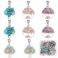 16Pcs 4 Styles Alloy European Dangle Charms, with Natural Gemstone Chips, Natural Flower Amazonite & Amethyst & Rose Quartz, Synthetic Turquoise, Antique Silver, Mixed Shapes, 38~40mm, Hole: 4~4.5mm, 4pcs/style(FIND-SC0003-21)