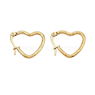 PVD Vacuum Plating 201 Stainless Steel Hoop Earrings, with 304 Stainless Steel Pins, Heart, Golden, 12 Gauge, 22.5x18x2mm, Pin: 1mm(EJEW-T002-04)