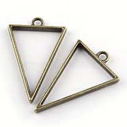 Rack Plating Alloy Triangle Open Back Bezel Pendants, For DIY UV Resin, Epoxy Resin, Pressed Flower Jewelry, Cadmium Free & Nickel Free & Lead Free, Antique Bronze, 39x25x3.5mm, Hole: 3mm(X-PALLOY-S047-09F-FF)