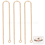 10Pcs Brass Stud Earring Findings, with Loop, Ear Threads, Nickel Free, Golden, 103mm, Hole: 2mm, Pin: 0.8mm(KK-BBC0002-61)