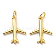 Brass Pendants, with Jump Ring, Long-Lasting Plated, Lead Free & Cadmium Free, Plane Charm, Real 18K Gold Plated, 19x15x3mm, Hole: 3mm(KK-Z027-02G)