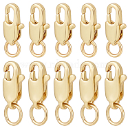 20Pcs 2 Styles Rack Plating Brass Lobster Claw Clasps with Jump Rings, Cadmium Free & Nickel Free & Lead Free, Real 18K Gold Plated, 8~10x4~5mm, 10pcs/style(KK-BBC0009-95)