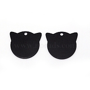 Aluminum Blank Pendants, Cat, Black, 28x31x1.5mm, Hole: 3mm(ALUM-WH0164-86C)