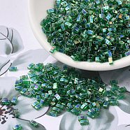 MIYUKI Half TILA Beads, Japanese Seed Beads, 2 Hole, (HTL179) Transparent Green AB, 5x2.3x1.9mm, Hole: 0.8mm, about 250pcs/10g(X-SEED-J020-HTL0179)