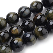 Natural Tiger Eye Beads Strands, Round, 8mm, Hole: 1mm, about 50pcs/strand, 15.7 inch(G-S259-22-8mm)