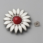 Zinc Alloy Enamel Buttons, with Synthetic Turquoise and Iron Screws, for Purse, Bags, Leather Crafts Decoration, Sunflower, Red, 32x8mm, Hole: 2.5mm(BUTT-WH0028-37B-03)