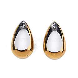 Electroplated Glass Charms, Edge Plated, Teardrop, Dark Goldenrod, 14x8x4mm, Hole: 1mm(EGLA-N006-065)