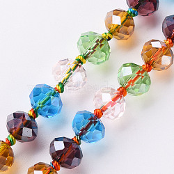 Transparent Glass Beads Strands, Faceted Abacus, Mixed Color, 8x6mm, Hole: 1.2mm, about 31pcs/strand, 9.25 inch~9.45 inch(23.5cm~24cm)(GLAA-T025-01B)
