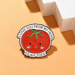 Fruits Theme Enamel Pins, Electrophoresis Black Plated Zinc Alloy Brooches, Apple, 27x30mm(JEWB-R007-02EB-04)