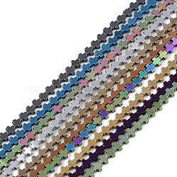 Electroplated Synthetic Non-magnetic Hematite Beads Strands, Cross, Mixed Color, 3x3x1.5mm, Hole: 0.5mm, about 132pcs/strand, 15.75''(40cm)(G-J211-AM-01)