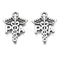 Tibetan Style Alloy PA Caduceus Medical Symbol Pendants, Cadmium Free & Lead Free, Wing with Snake, Antique Silver, 20.5x15.5x1.5mm, Hole: 1.8mm, about 800pcs/1000g(TIBEP-N008-135)