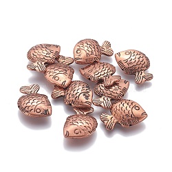 CCB Plastic Beads, Fish, Red Copper, 21x15x5mm, Hole: 1mm(CCB-J029-57R)