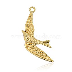 Nickel Free & Lead Free Golden Plated Alloy Bird Pendants, Long-Lasting Plated,  38x17x3mm, Hole: 2mm(PALLOY-J169-35G-NR)